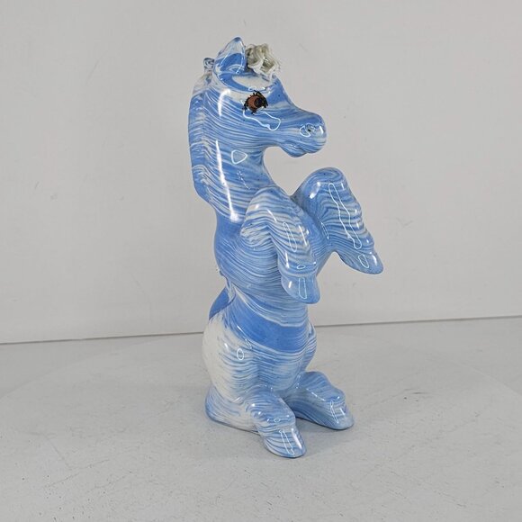 Vintage Spaghetti Horse Pony Zebra Blue Swirl Figurine MCM - Picture 4 of 8